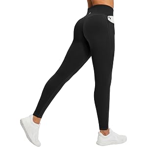 Ewedoos Scrunch Butt Lifting Leggings for Women with Pockets No Front Seam Compression Workout Gym Leggings Yoga Pants