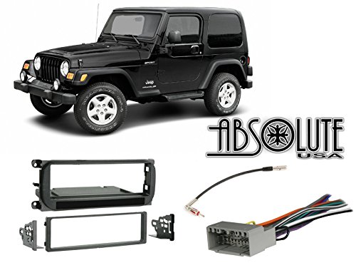 Radio Stereo Install Dash Kit + wire harness + antenna adapter for Jeep Grand Cherokee (02-04), Liberty (02-07), Wrangler (03-06)