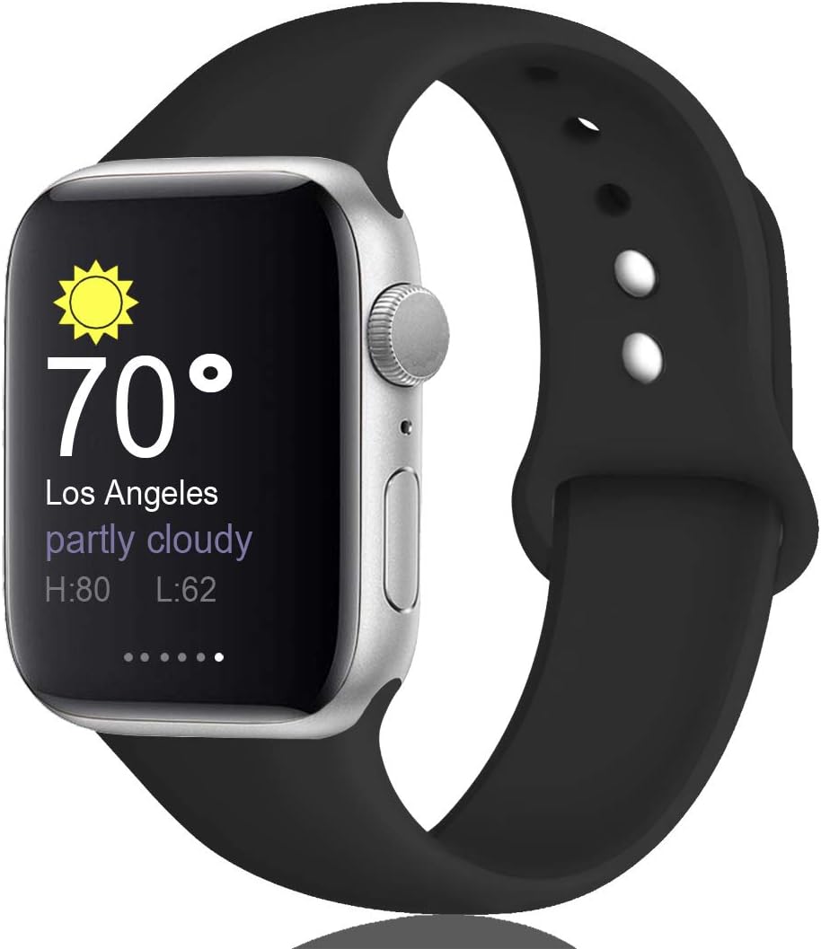 DOBSTFY Sport Band Compatible for iWatch Band 38mm 40mm 42mm 44mm, Breathable Soft Silicone Replacement Strap Watch Bands Women Men Wristband for iWatch Series 5 4 3 2 1, Edition, S/M M/L