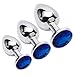 Akstore 3 Piece Luxury Jewelry Design Fetish Stainless Steel Anal Butt Plug with Penis Condom, Blue, 10.4 Ounce