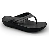 Pure Stride Therapeutic Flip Flops, Orthotic Thong Sandals for Plantar Fasciitis, Metatarsal and Heel Spurs, Feet Pain Relief and Arch Support - Black, Men’s Size 13