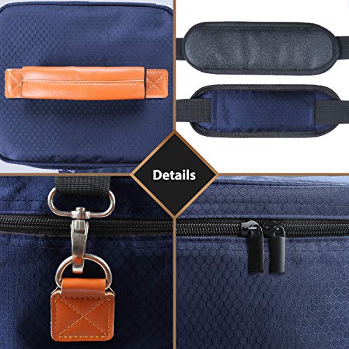 Collapsible Wine Totes Travel Carrier & Cooler Bag with Shoulder Strap, 4 Bottle Picnic Cooler Bag with Insulated Neoprene Leakproof Liner,Water Drinks Beer Picnic Lunch Bag for Grocery,Camping (Navy)