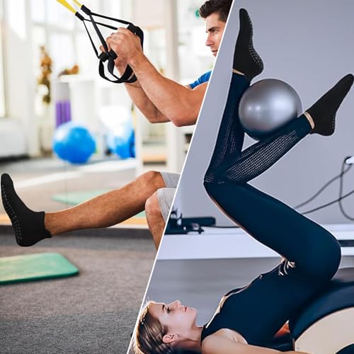 JDF3CISH 8 Pares Calcetines de Yoga, Calcetines Yoga Antideslizantes para Mujer