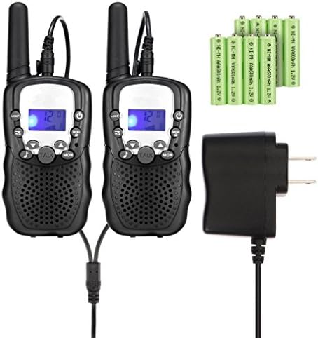 Kids Walkie Talkies with Rechargeable Battery , 22 Channel FRS/GMRS Two Way Radio Up to3KM UHF Handheld Walkie Talkies for Children (1 Pair) (Black)