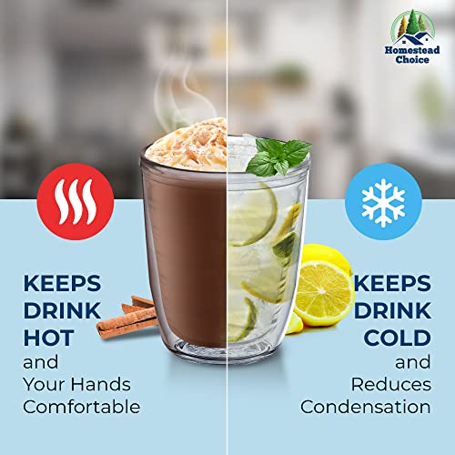 Insulated Drinking Glasses 12oz 4pack Made in USA Great for Iced