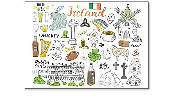 Imán para nevera con diseño de dibujo de Irlanda con iconos y ...