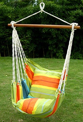 LifeArt Hanging Rope Hammock Chair Swing Seat for Any Indoor or Outdoor Spaces- Max. 265 Lbs -2 Seat Cushions Included