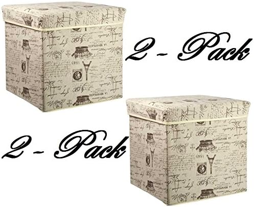 Home Basics Storage Ottoman, Paris 2 Pack