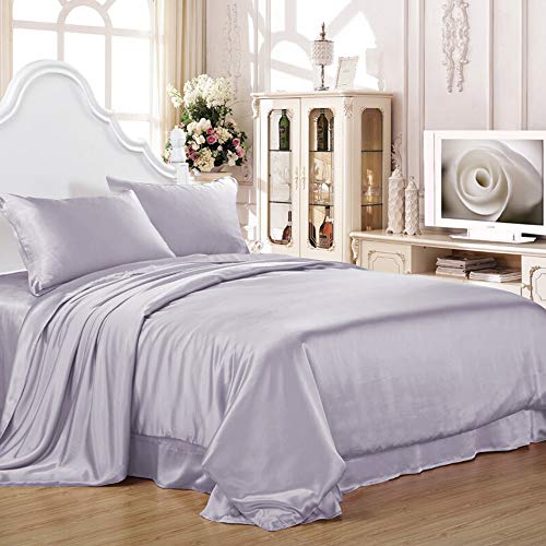 Muama 2 Pack Silk Satin Pillowcases for Hair and Skin, Cool, Soft and Breathable Envelope Closure Pillow Cases Cover【Queen（20x30 Light Purple】