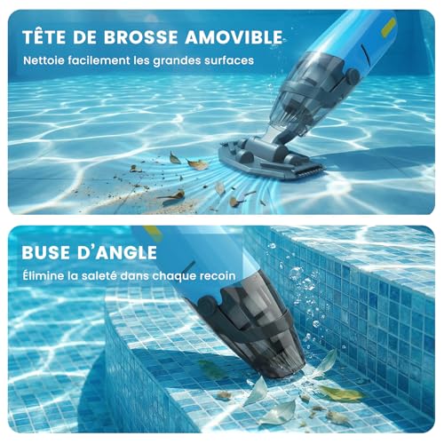 Wireless Pool Vacuum with 90 Min Battery Life Pool Vacuum 4088 L/H Strong Suction Power Fast Dirt Removal Floor Vacuum for Above Ground Pool