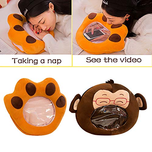 Livoty Plush Hand Muffs Hand Warmers Transparent Winter Warm Gloves Cartoon Handmuff,Can Play Phone (Orange) - Thumbnail 3