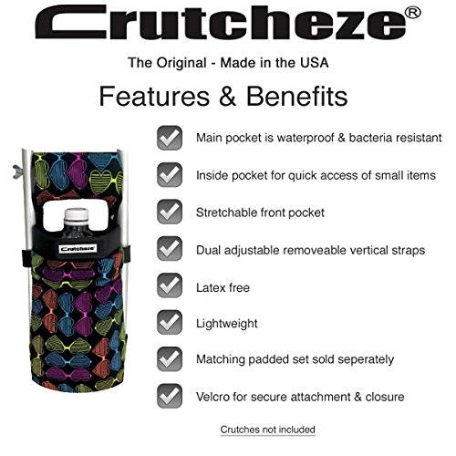 Crutcheze Love It Crutch Bag, Pouch, Pocket, Tote Made in USA, Washable Designer Fashion Orthopedic Products Accessories