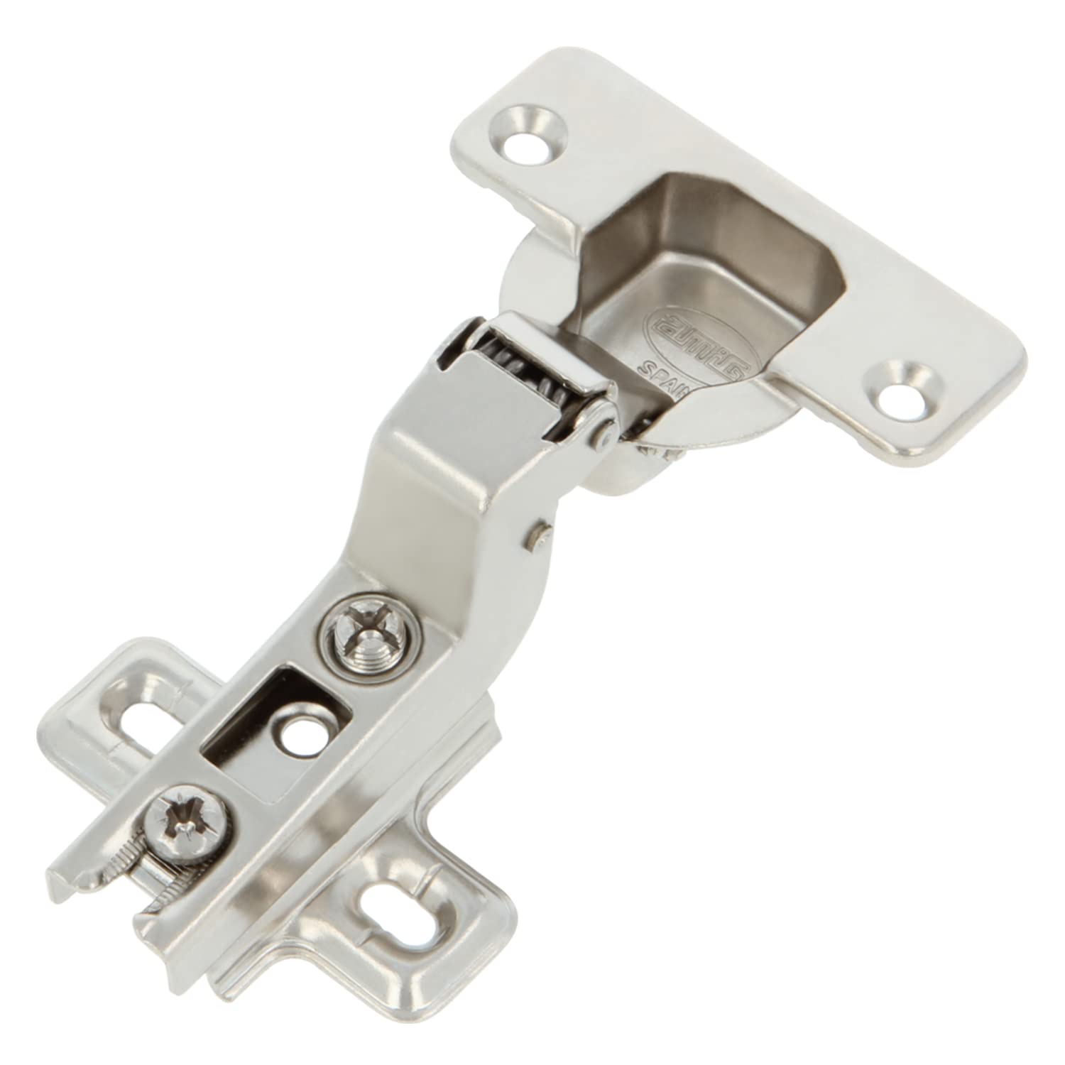 Amig - Pack of 2 Cup Hinges - Super Angled - Assembly of Kitchen Cabinets and Furniture Doors - Ø35 mm - Nickel Plated Steel - Opening 110° - Silver