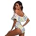 Hallegave Padded One Piece Mesh Panel Swimsuit Swimwear Monokini,Yellow,Large
