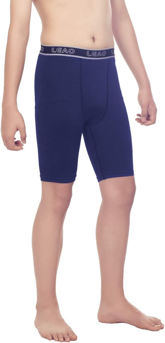 LEAO Youth Boys Compression Shorts 2-Pack Performance Athletic Underwear Sports Boxer Briefs: Clothing