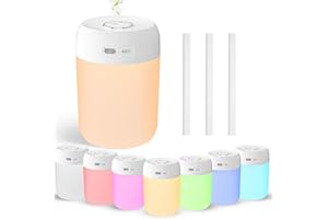 BAMCOO Small Humidifier, 650ml Colorful Mini Humidifier for Bedroom, Office, Desktop, Baby Room, Plants, Cool Mist Humidifier