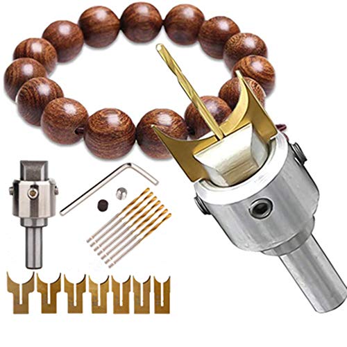 16 Pcs Mini Wooden Bead Maker, Carbide Ball Blade, Woodworking Milling Cutter Molding Tool Hardness Beads Router Bit Drills Bit Set Cemented Carbide Spherical Buddha Beads Woodworking Tool Kit