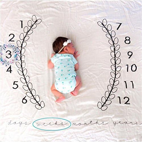Malihome Monthly Newborn Milestone Blanket Photo Props For Babies For Each Month-For Expecting Moms-47inch x 47inch (Monthly Olive Leaf Blanket)