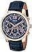 GUESS Men's U0380G5 Iconic Rose Gold-Tone Stainless Steel Watch With Blue Leather Band