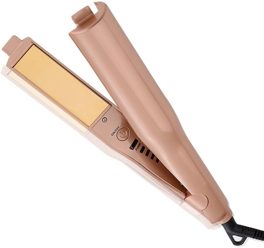 Flat Iron Hair Straightener and Hair Curler Tool,Special Sun 2 in 1 Straightening Curling Iron with Dual Voltage Gold