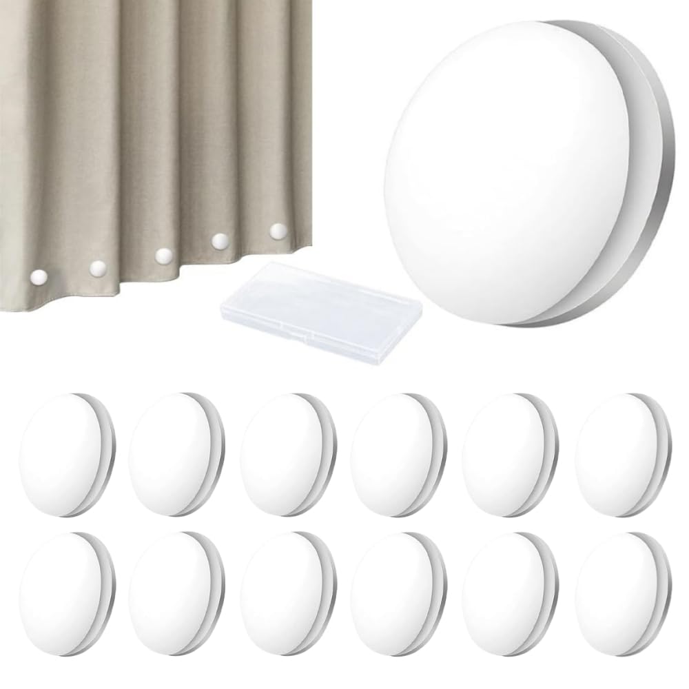 Shower Curtain Weights, 12 Pcs Magnetic Shower Curtain Weights, Outdoor Curtain Liner Magnets for Drapery Tablecloth Flag Outdoor Curtain Liner (White)