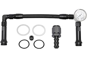 KALOEOU Braided AN6 Dual Feed Carb Fuel Line Double Pump for Holley 4150 Carburetor with Vacuum Pressure Gauge