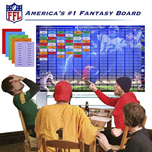2019 NFL Fantasy Football Draft Board Kit with 700+ Color Coded Player Labels | Updated 2019 Draft Picks and Offseason Transfers | 12 Teams, 20 Rounds, 5 ft x 3 ft Large FFL Draft Board | Made in USA