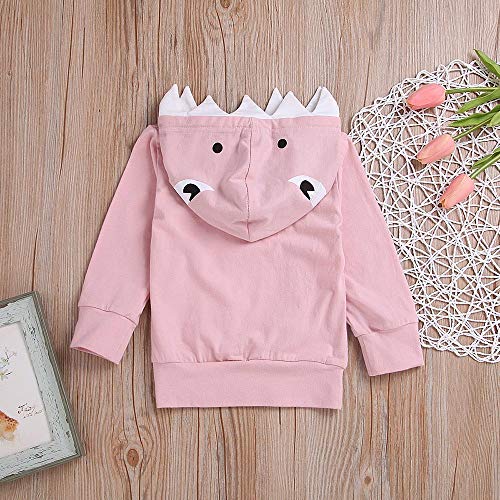 Kshion Infant Boys Girls Winter Shark Hooded Sweatshirt with Kangaroo Muff Pockets& Shark Fin (Pink, 2T)