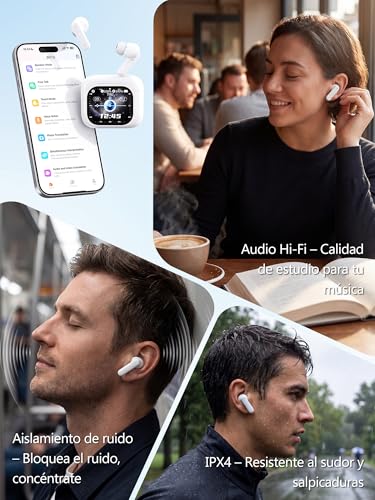 AI Auriculares Traductor en Tiempo Real: 156 Idiomas Traductor Instantáneo 3en1 – Pantalla Táctil LCD - Aislamiento Ruido In-Ear - Asistente IA Control Remoto Fotos – Viajes Negocios Estudio Reuniones