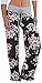 X-Image Women's Comfy Stretch Floral Print Drawstring Long Wide Leg Lounge Pants