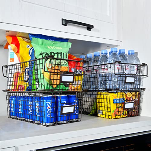 4 Pack XXL Stackable Wire Baskets For Pantry Storage and Organization