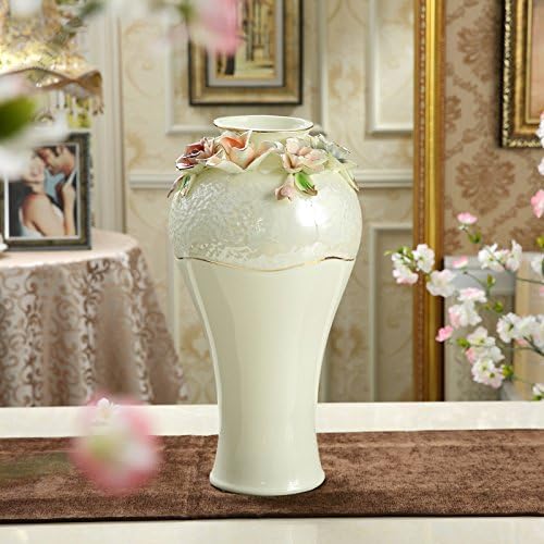 XOYOYO Luxury European Decorative Ceramic Vase Of Modern Living Room Tv Cabinet Large Floor Flower Vase Floral Arrangement,Vase In Fall (Excluding Flowers)