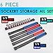 MESTUDIO 6PC ABS Socket Organizer Drive Socket Holder, 1/4-Inch, 3/8-Inch, 1/2-Inch, Premium Quality Portable Socket Rail Holder, Best Tool Gift for Men (3 Blue, 3 Red)