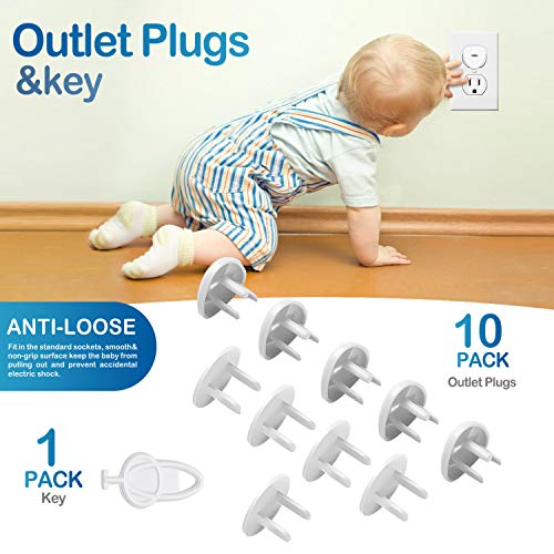 Baby Proofing Set, 23 PCS Upgrated Design Child Proof Cabinet Locks - 6 Double Protected Sliding Cabinet Locks, 10 Outlet Covers + 1 Key, 6 Child Proof Cabinet Locks - No Tools or Drilling Needed - Thumbnail 5