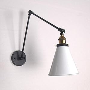 Wandlamp, koper, lange arm, telescoop, industrie, verstelbaar, LED, metaal, E27, lampenkap van ijzer, binnenlamp…