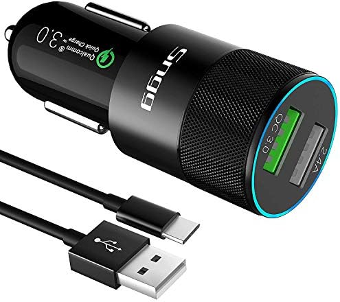 USB Type C Car Charger,Sngg USB C Car Charger Compatible Samsung Galaxy S10 Plus/S10/S10e/S8/S8 Plus/S9/S9 Plus/Note 9/8, Google Pixel/Pixel XL/2/2 XL/3/3 XL, Quick Charge 3.0 Port，3 FT USB C Cable