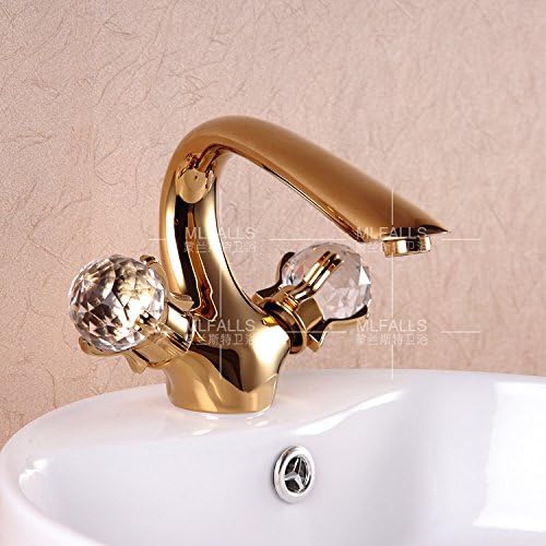 Modern fashion bathroom sink faucet Crystal Gold continental basin faucet-style Golden brass lavatory faucet