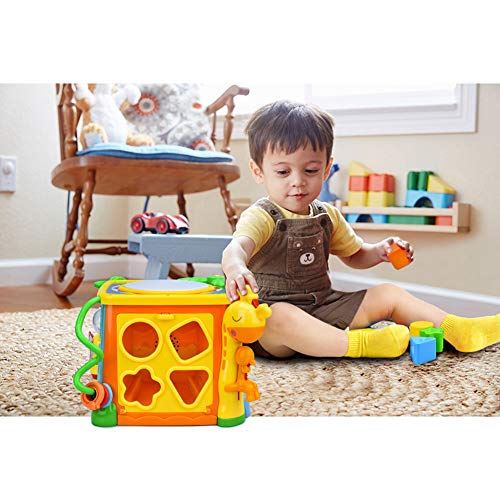 Forstart Activity Cube | 5 in 1 Drum Activity Center Musical Toy Multipurpose Kids Toddlers Shape Color Sorter Skill Improvement Educational Early Learning Game Toys My Busy Town (Drum Activity Cube)