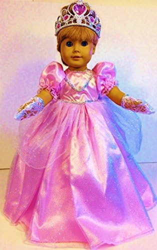 The Wishlist Store Pink Cinderella Dress Fits American Girl Doll Princess Crown, Lace Gloves Included ! Halloween Costume