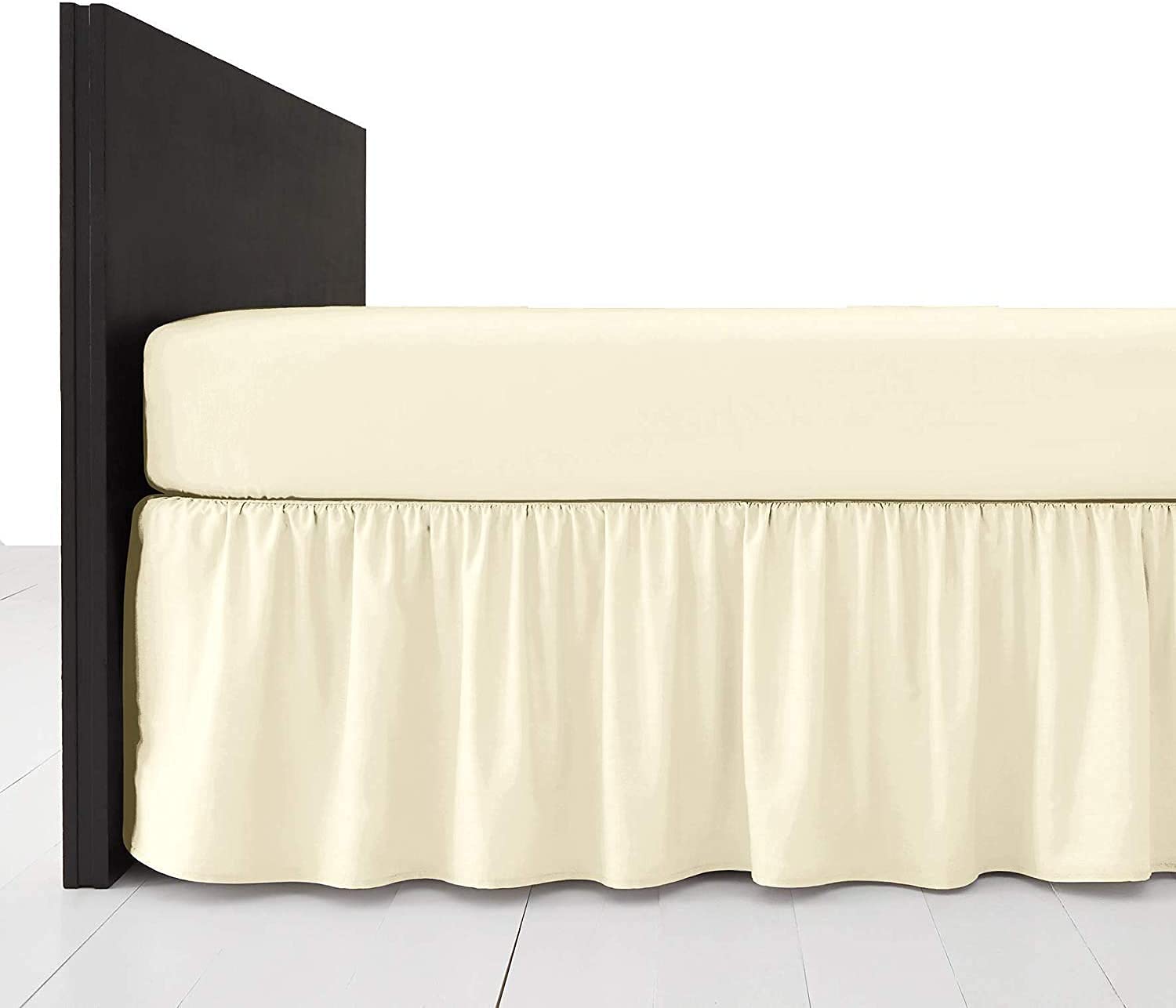 British Home Bedding - Plain Polycotton Extra Deep Frilled Bed Base Valance Sheet (Cream, Double) โ image 1