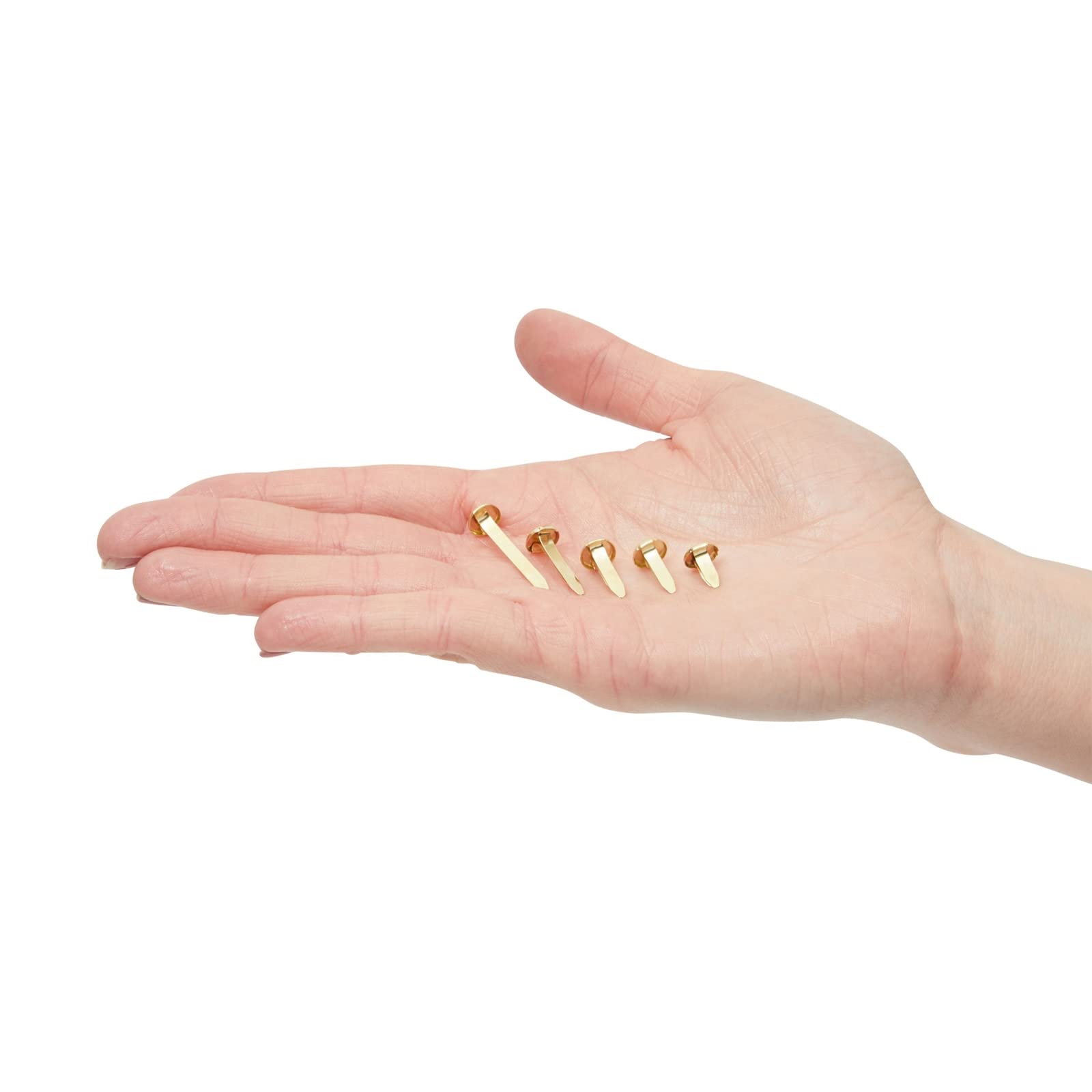 Juvale Mini Flat Head Paper Brads for Crafts - 500 Piece, 5 Sizes (0.37-1 in), Gold Brass Split Pins - Assorted Paper Fasteners & Brad Pins with Foldable Backs