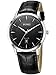 BUREI Men's Date Quartz Dress Watch with Black Leather Strap and Black Dial