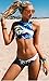 CUPSHE Women's Colorful Floral Print Strappy Padded Bikini Set Thong Sexy Swimwear (L, Blue)