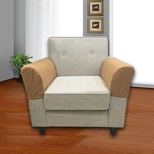 newmeil Upgrade Anti Slip Stretch Spandex Armrest Cover, for Fabric and Leather Recliner Chair Couch Sofa,set of 2 Ginger (Loveseat)