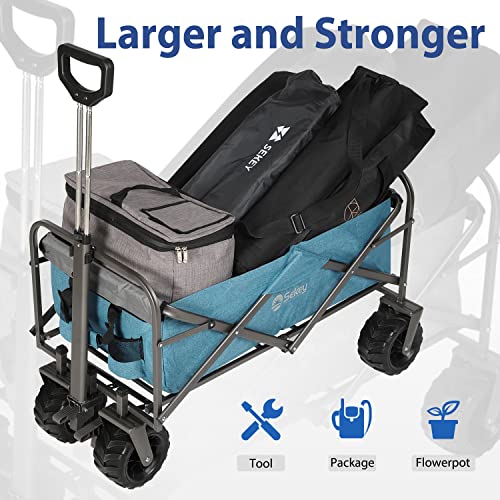 Sekey Collapsible Foldable Wagon with 220lbs Weight Capacity, Heavy