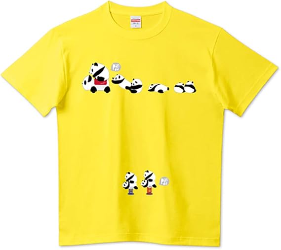 Amazon Panda Cart Mini パンダ カート Tシャツ 子パンダ わらわら イラスト 横並び メンズ ユニセックス 半袖 0447 Tシャツ カットソー 通販