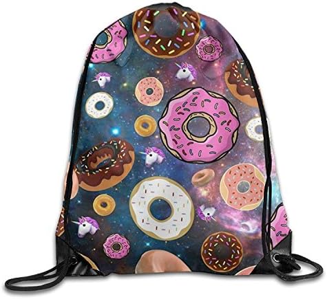 vhjg1og8fy 3D Print Drawstring Backpack Rucksack Shoulder Bags Gym Bag Lightweight Travel Backpack Doughnut Space