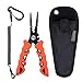 RUNCL Fishing Pliers S1, Needle Nose Pliers - Braid Cutter, Hook Remover, Split Ring Opener, Weights Crimper, Bait/Weight Tuner, Fish Gripper - Kayak Fishing Ice Fishing Saltwater&Freshwater (Orange)