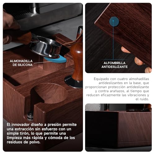 CEVYEA Estacion de Cafe Multifuncional para 51/54/58 mm Tamper Espresso, Distribuidor, Soporte Portafiltro + Base Accesorios para Cafe - Set para Cafe Barista Profesional con Almacenamiento Integrado