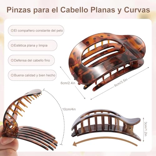 Horquillas Planas para Cabello, Pinzas para el Cabello Planas y Curvas para Mujeres Cómodas, Pinzas Ergonómicas Curvas para el Cabello Antideslizante para Cabello Grueso y Fino